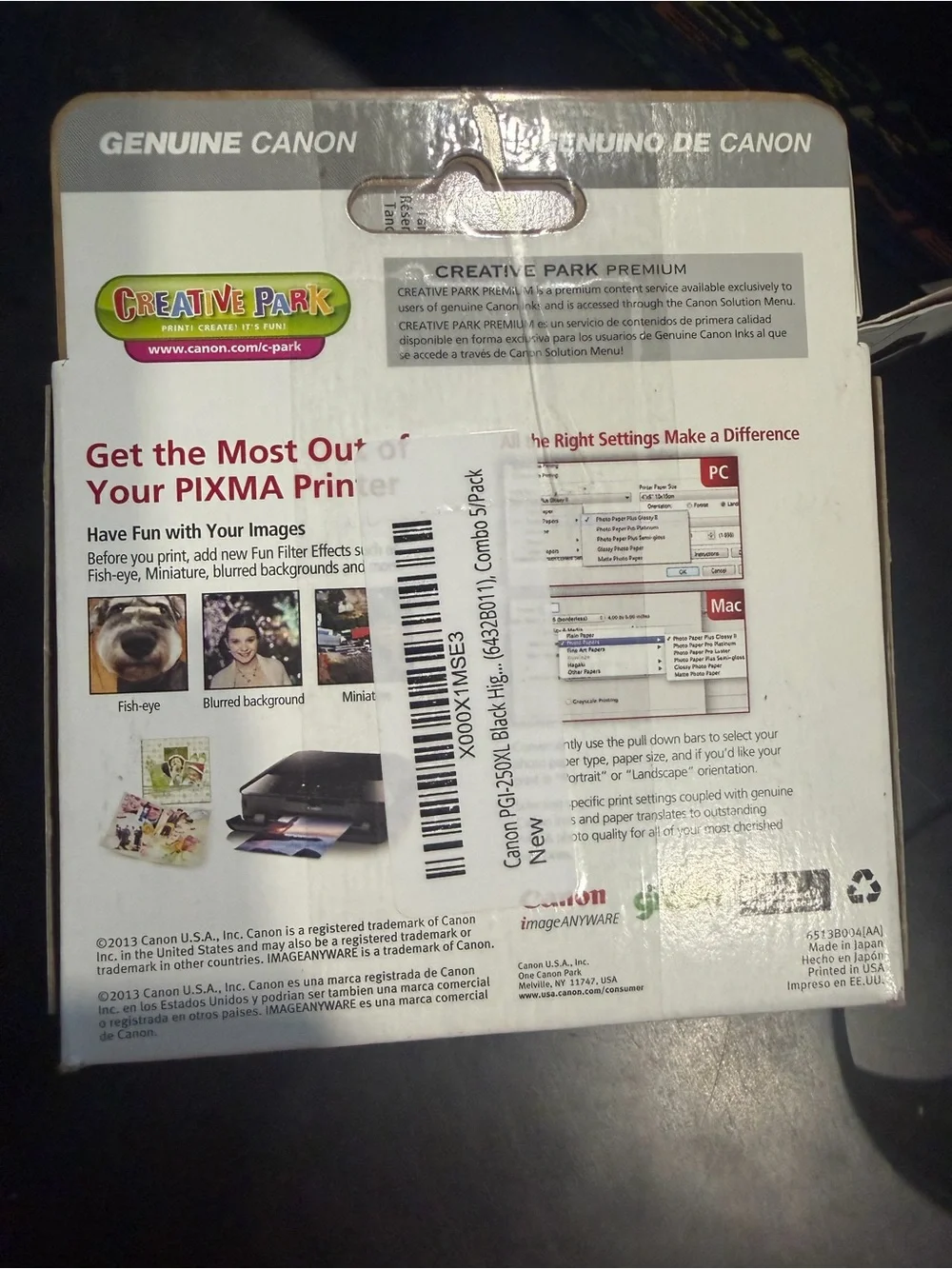 Canon PGI-250XL Black High Yield and CLI-251 B/C/M/Y Black & Color